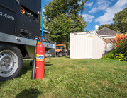 Brandblusser op evenemententerrein.