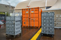 Materiaalcontainer in gebruik tijdens een evenement.